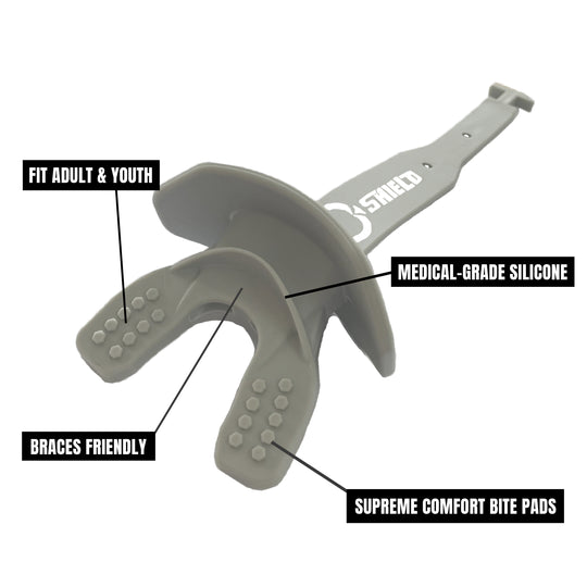 O Shield Striker Series Football Mouthguard- Grey/ Silver