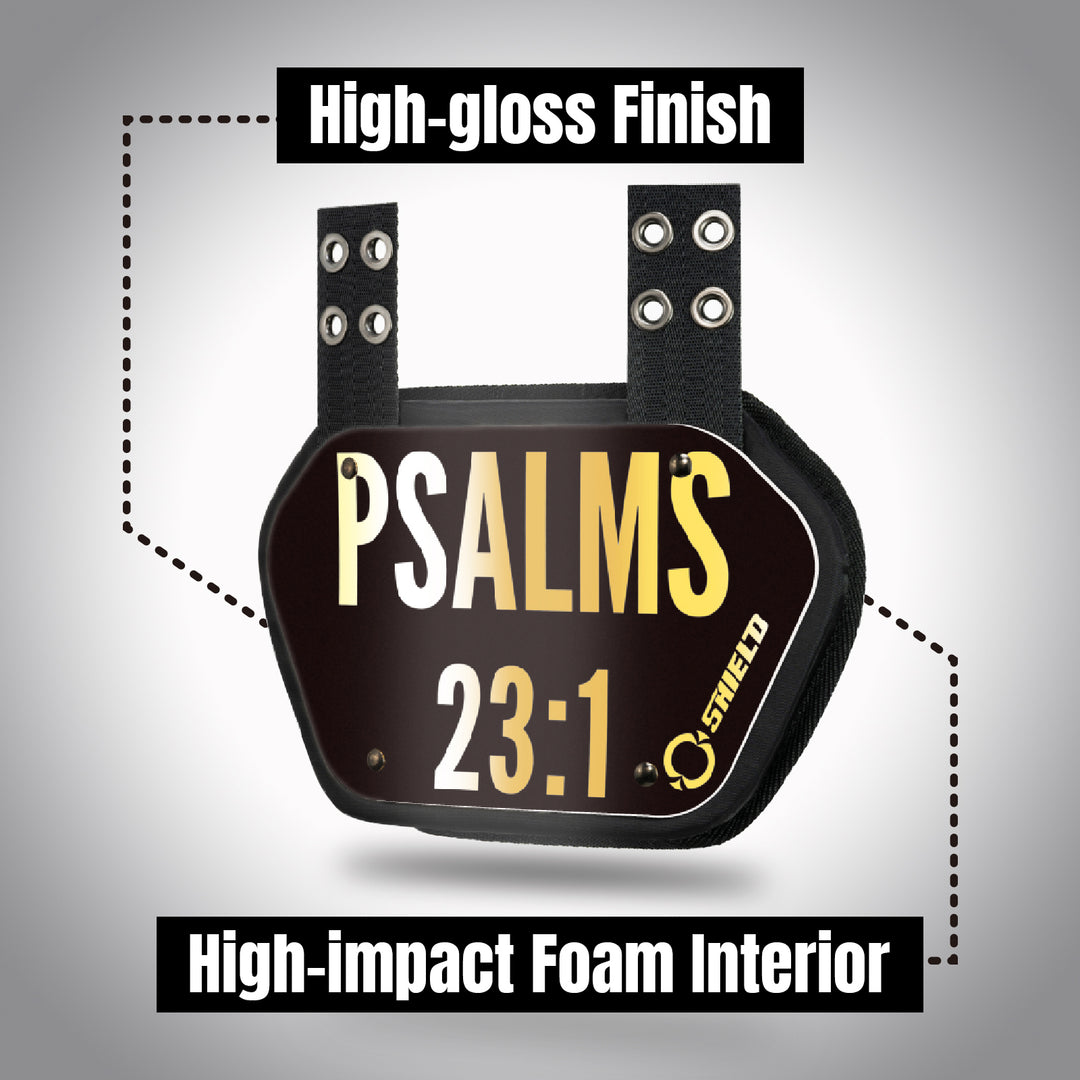 O Shield Football Back Plate Youth, Back Plate Football Psalms 23:1, Professional Stylish Ergonomic Fasion, Black