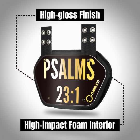 O Shield Football Back Plate Youth, Back Plate Football Psalms 23:1, Professional Stylish Ergonomic Fasion, Black