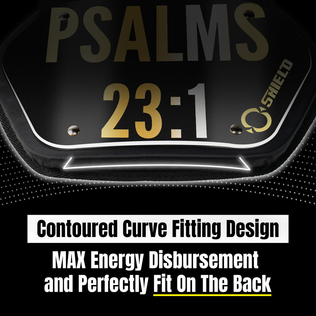 O Shield Football Back Plate Youth, Back Plate Football Psalms 23:1, Professional Stylish Ergonomic Fasion, Black