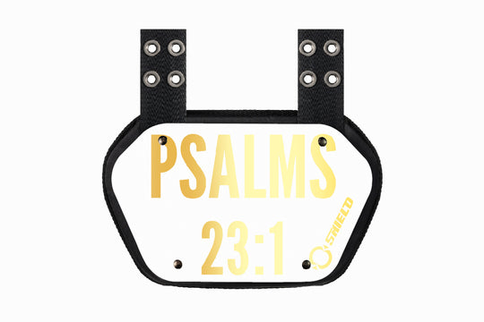 O Shield Football Back Plate Youth, Back Plate Football Psalms 23:1, Professional Stylish Ergonomic Fasion, White