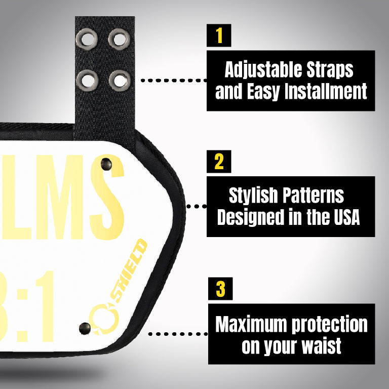O Shield Football Back Plate Youth, Back Plate Football Psalms 23:1, Professional Stylish Ergonomic Fasion, White