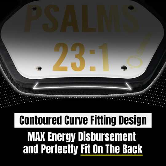 O Shield Football Back Plate Youth, Back Plate Football Psalms 23:1, Professional Stylish Ergonomic Fasion, White