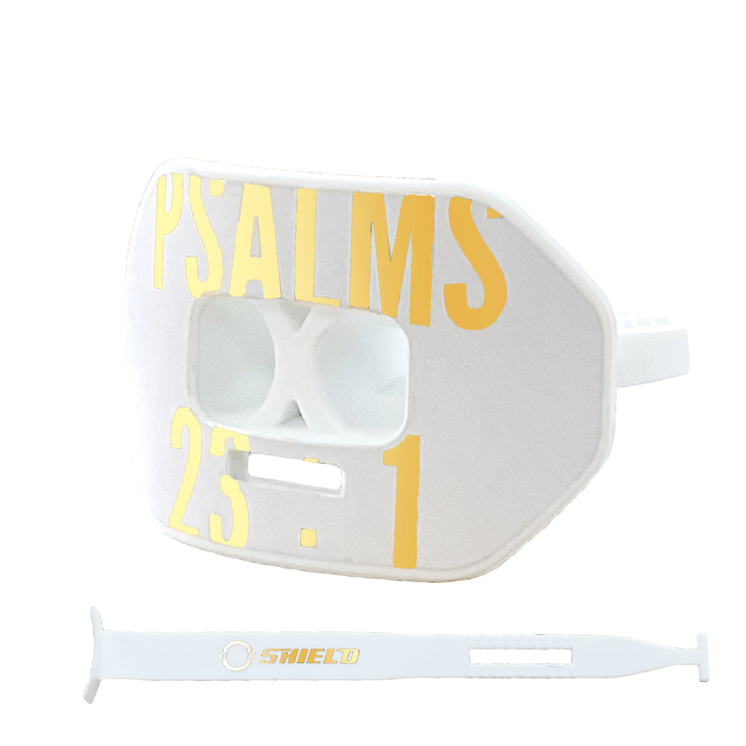 O Shield Vortex Series Football Mouthguard- PSALMS 23:1 White