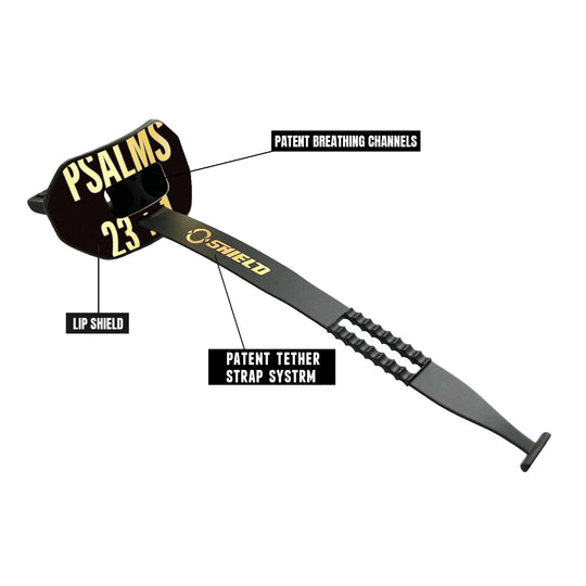 O Shield Vortex Series Football Mouthguard- PSALMS 23:1 Black