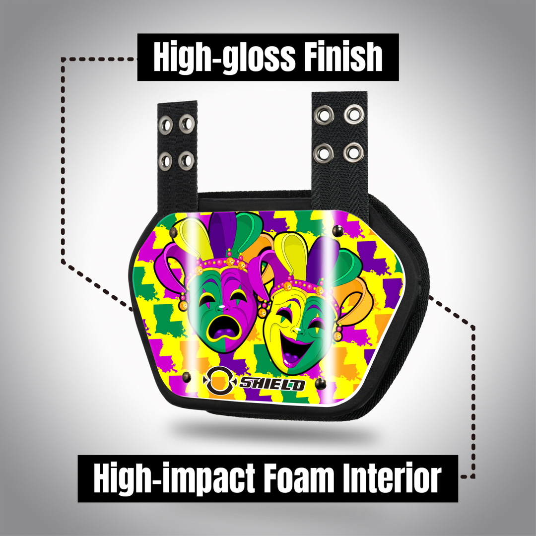 O Shield State of LOUISIANA Football Back Plate, Lower Back Pads for Football Players, Rear Protector, Universal Fit
