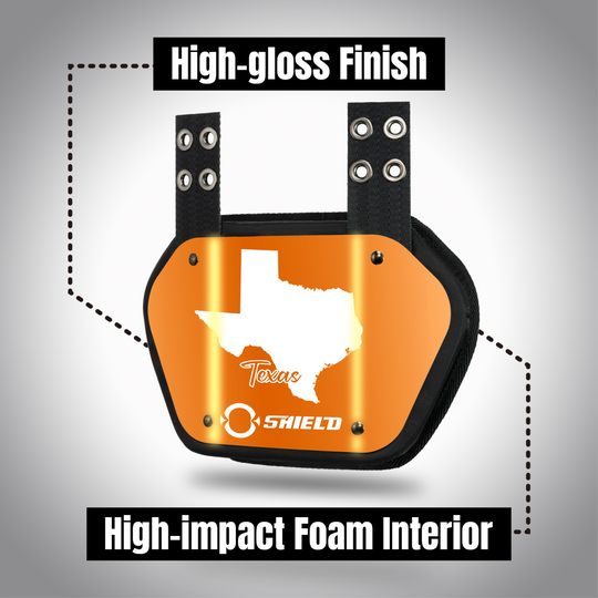 O Shield State  of TEXAS Football Back Plate, Lower Back Pads for Football Players, Rear Protector, Universal Fit