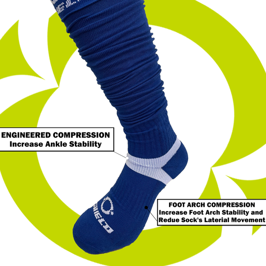 O Shield Football Scrunch Socks- Royal Blue