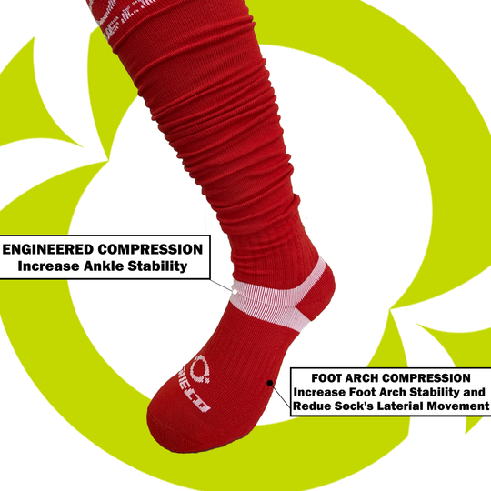 O Shield Football Scrunch Socks- Red