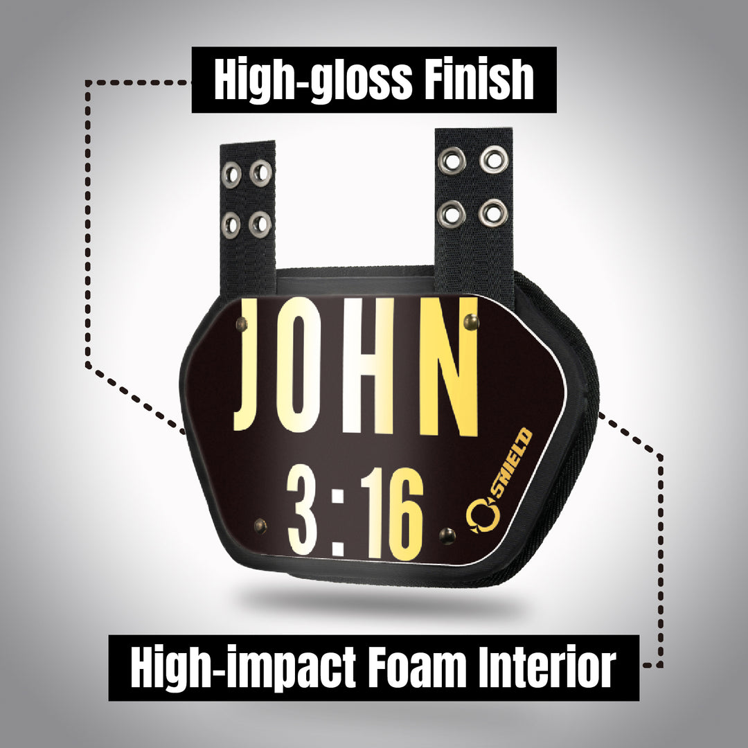 O Shield Golden Cross Chrome Football Back Plate, Lower Back Pads for Football Players, Rear Protector, Cross Series
