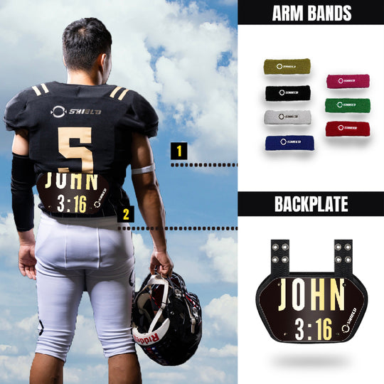 O Shield Golden Cross Chrome Football Back Plate, Lower Back Pads for Football Players, Rear Protector, Cross Series