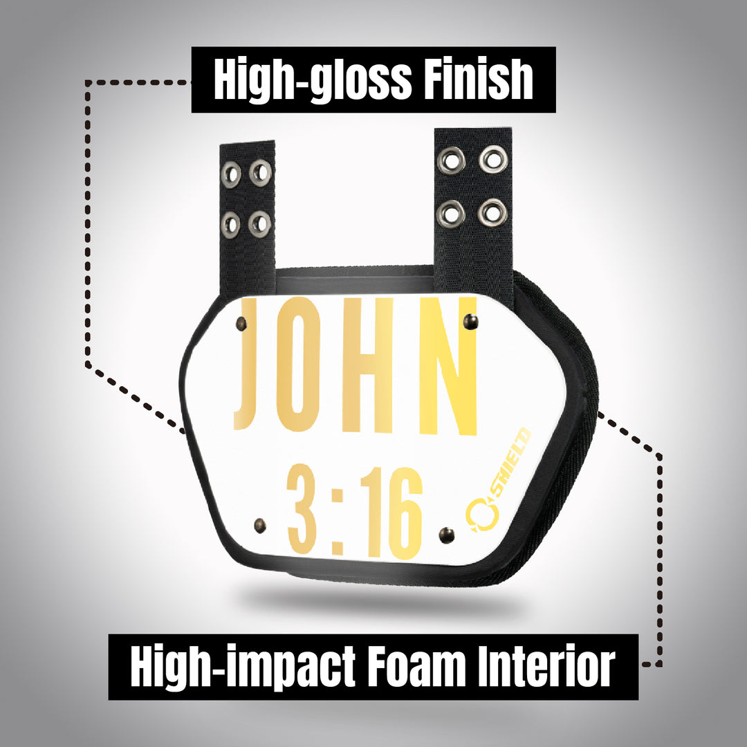 O Shield Golden Cross Chrome Football Back Plate, Lower Back Pads for Football Players, Rear Protector, Cross Series