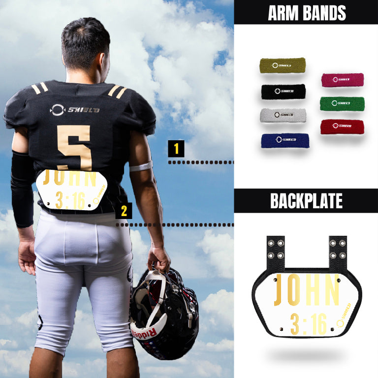 O Shield Golden Cross Chrome Football Back Plate, Lower Back Pads for Football Players, Rear Protector, Cross Series