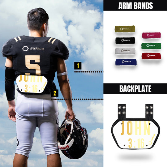 O Shield Golden Cross Chrome Football Back Plate, Lower Back Pads for Football Players, Rear Protector, Cross Series