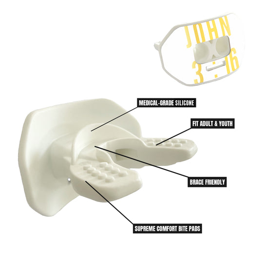 O Shield Vortex Series Football Mouthguard- JOHN 3:16 White