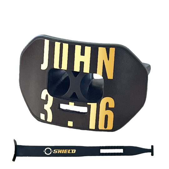 O Shield Vortex Series Football Mouthguard- JOHN 3:16 Black