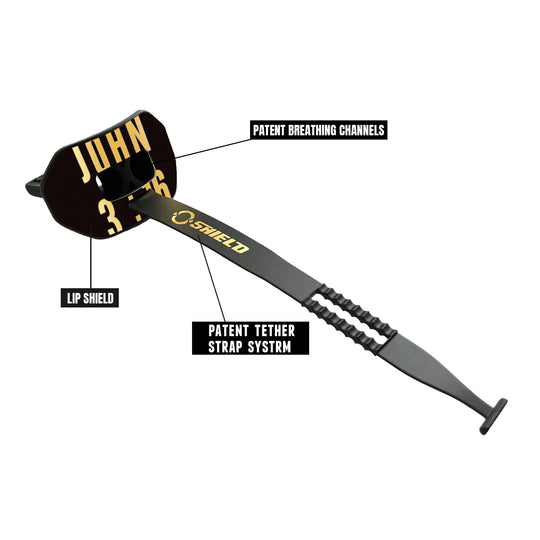 O Shield Vortex Series Football Mouthguard- JOHN 3:16 Black