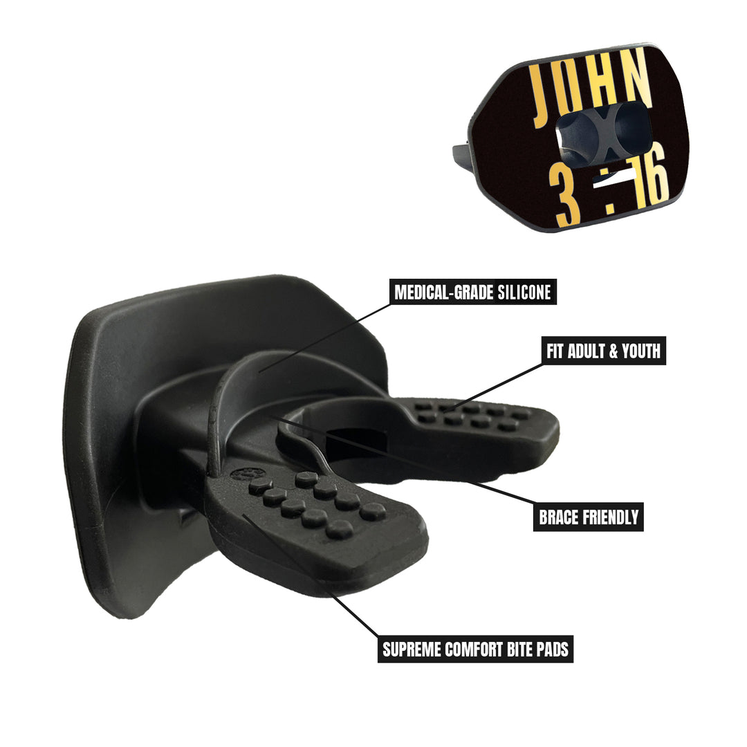 O Shield Vortex Series Football Mouthguard- JOHN 3:16 Black