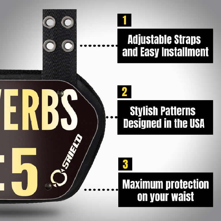 O Shield Golden Cross Chrome Football Back Plate, Lower Back Pads for Football Players, Rear Protector, Cross Series