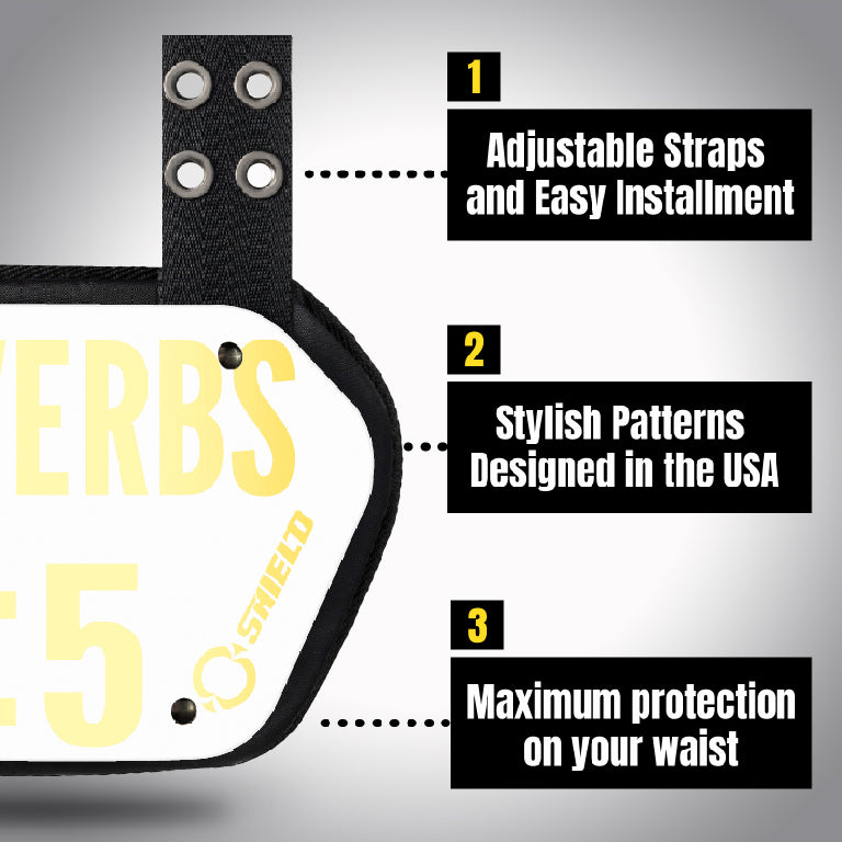 O Shield Golden Cross Chrome Football Back Plate, Lower Back Pads for Football Players, Rear Protector, Cross Series White