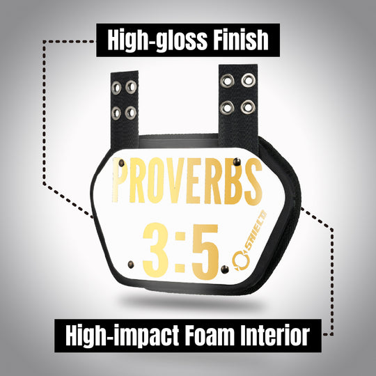 O Shield Golden Cross Chrome Football Back Plate, Lower Back Pads for Football Players, Rear Protector, Cross Series White