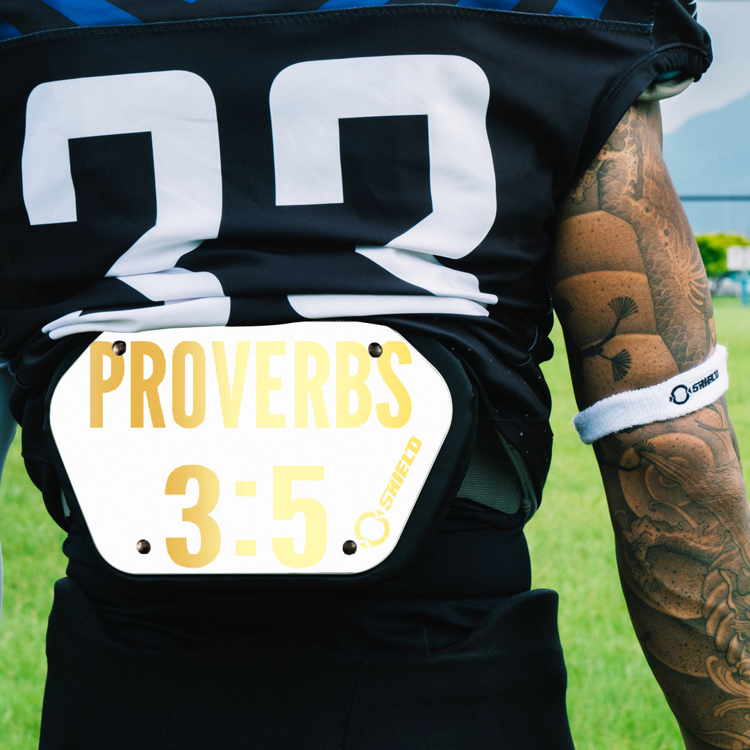 O Shield Golden Cross Chrome Football Back Plate, Lower Back Pads for Football Players, Rear Protector, Cross Series White