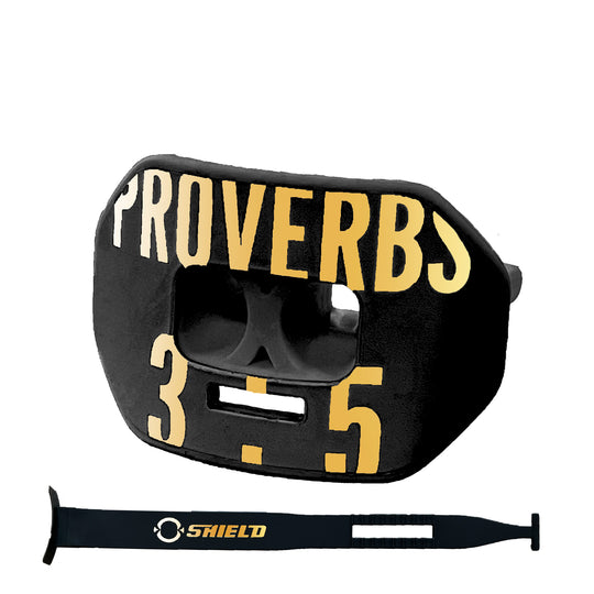 O Shield Vortex Series Football Mouthguard- PROVERBS 3:5 Black
