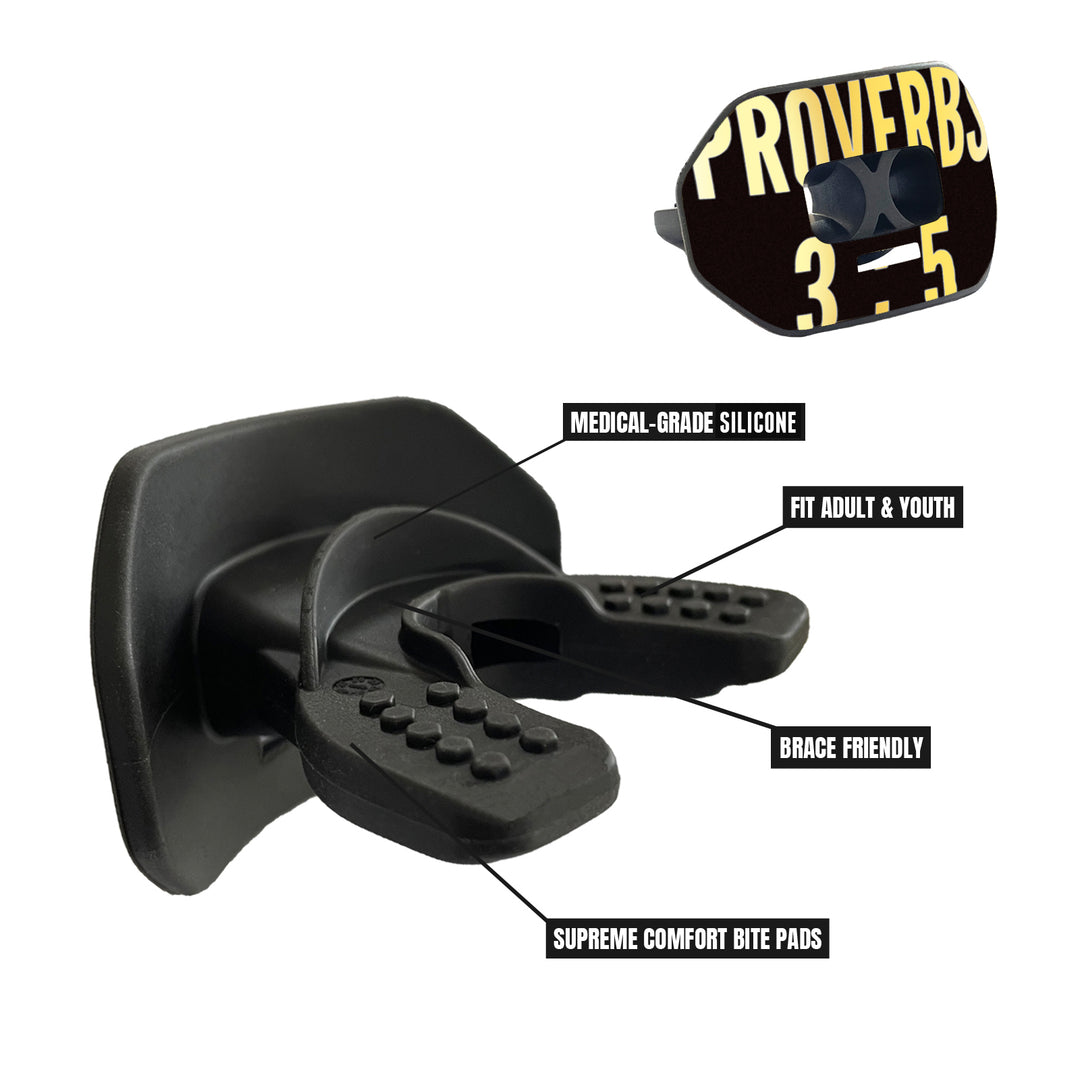 O Shield Vortex Series Football Mouthguard- PROVERBS 3:5 Black