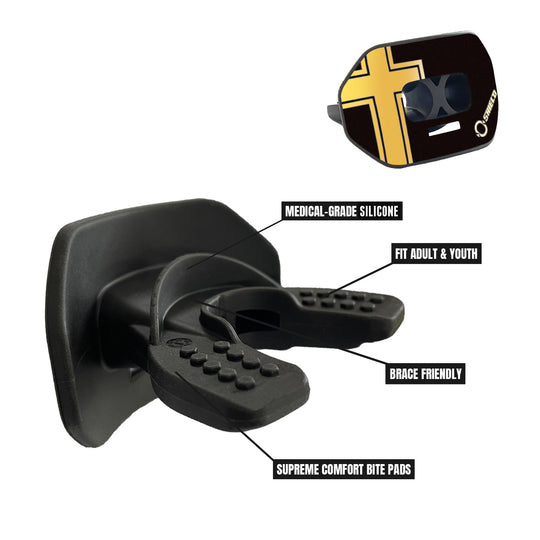 O Shield Vortex Series Football Mouthguard- Cross Black