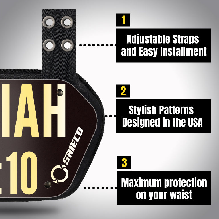 O Shield Golden Cross Chrome Football Back Plate, Lower Back Pads for Football Players, Rear Protector, Cross Series