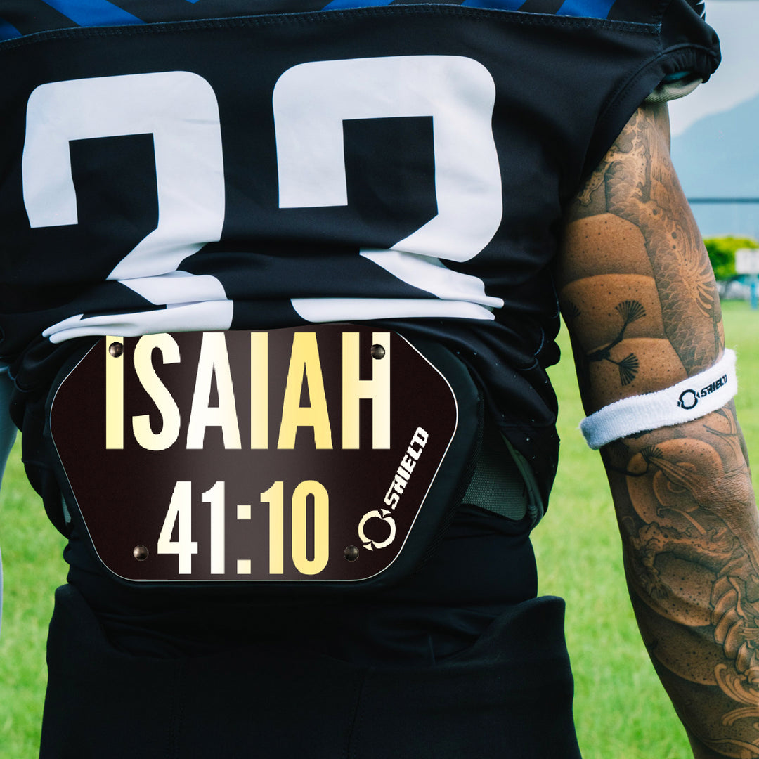 O Shield Golden Cross Chrome Football Back Plate, Lower Back Pads for Football Players, Rear Protector, Cross Series
