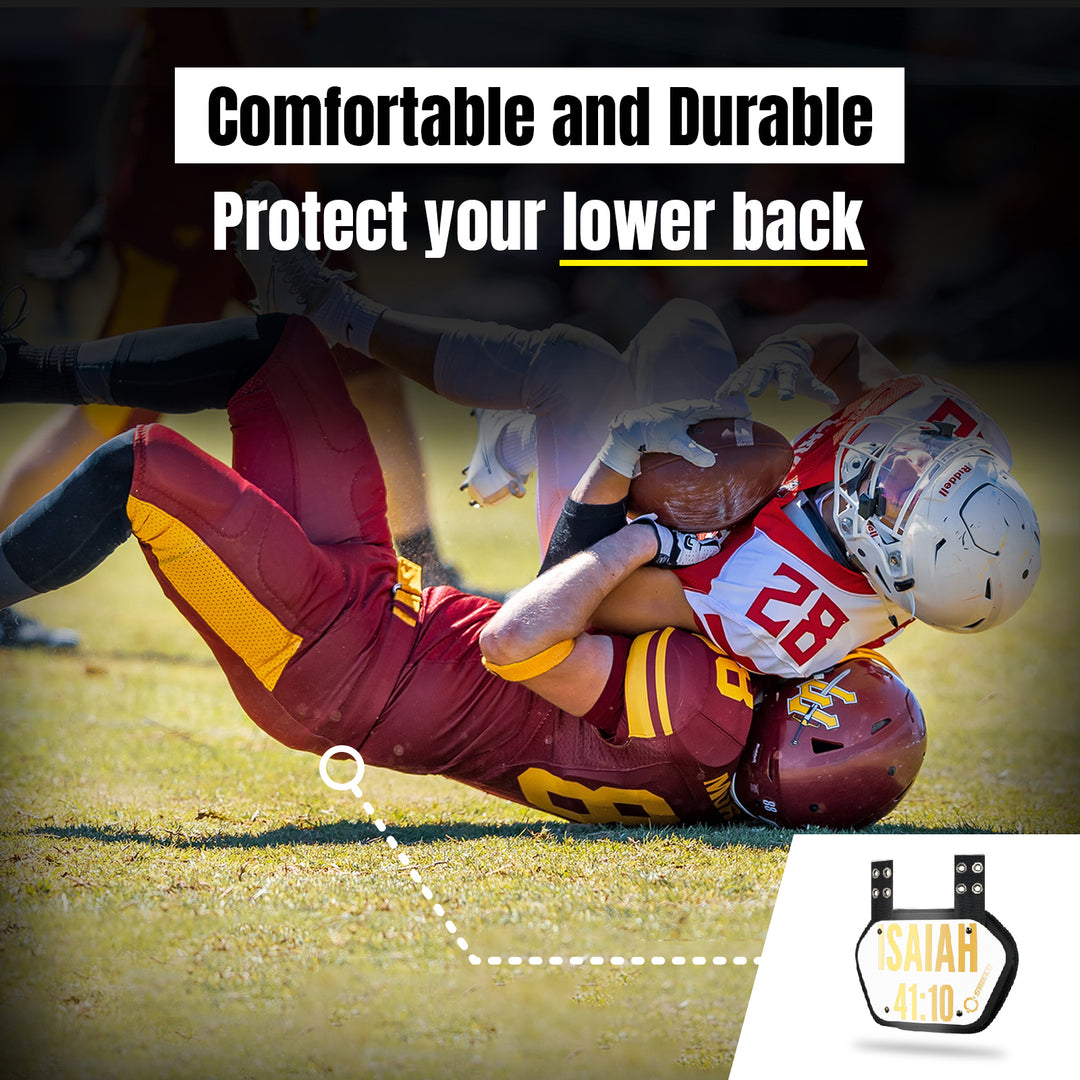 O Shield Golden Cross Chrome Football Back Plate, Lower Back Pads for Football Players, Rear Protector, Cross Series White