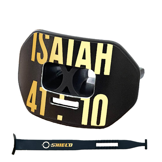 O Shield Vortex Series Football Mouthguard- ISAIAH 41:10 Black