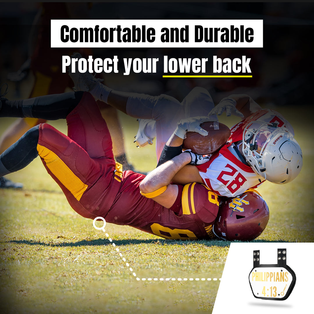 O Shield Golden Cross Chrome Football Back Plate, Lower Back Pads for Football Players, Rear Protector, Cross Series White