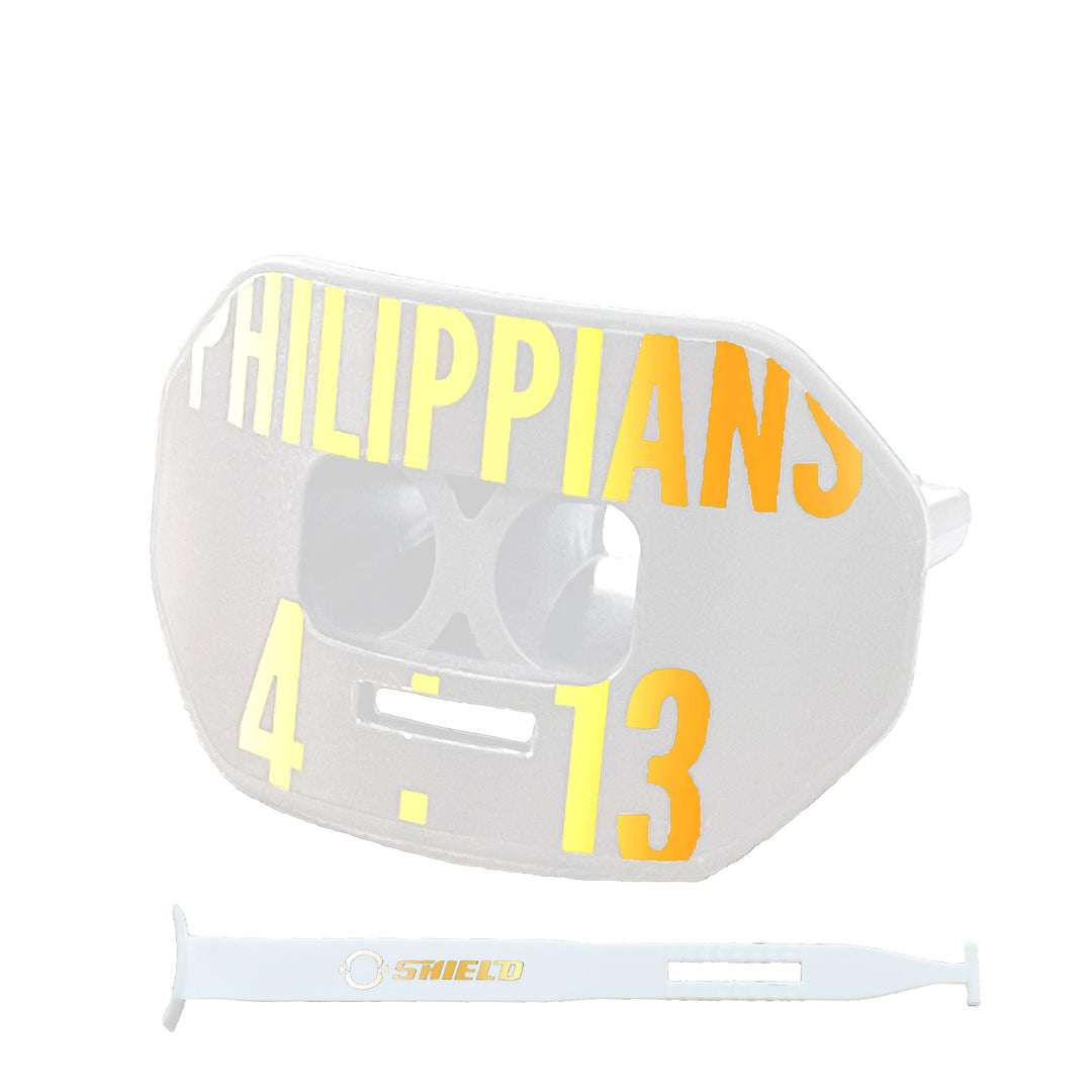 O Shield Vortex Series Football Mouthguard- PHILIPPIANS 4:13 White