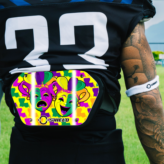 O Shield State of LOUISIANA Football Back Plate, Lower Back Pads for Football Players, Rear Protector, Universal Fit