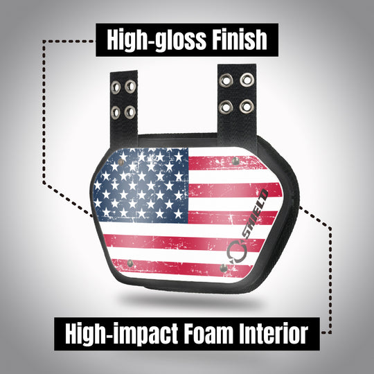 O Shield American Flag Football Back Plate, Lower Back Pads for Football Players, Rear Protector