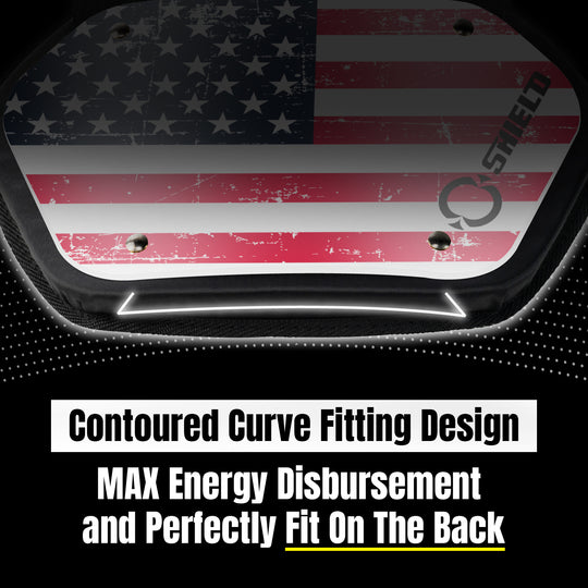 O Shield American Flag Football Back Plate, Lower Back Pads for Football Players, Rear Protector
