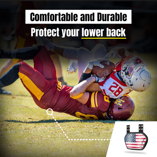 O Shield American Flag Football Back Plate, Lower Back Pads for Football Players, Rear Protector