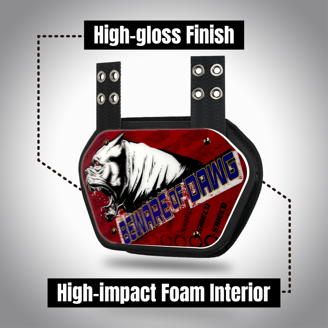 O Shield ‎3D Be Aware of Dog Football Back Plate, Backplate Football, Expression Series