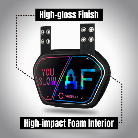 O Shield Iridescent You Slow Football Back Plate, Backplate Football, Expression Series