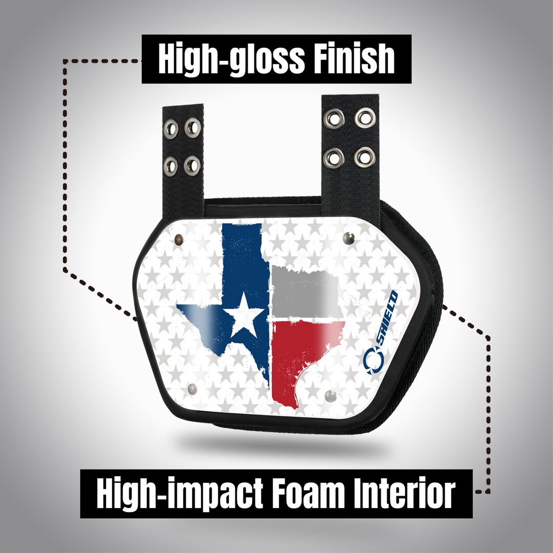 O Shield State of ‎Texas 2.0 Football Back Plate, Lower Back Pads for Football Players, Rear Protector, Universal Fit
