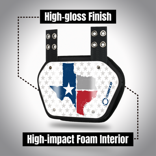 O Shield State of ‎Texas 2.0 Football Back Plate, Lower Back Pads for Football Players, Rear Protector, Universal Fit