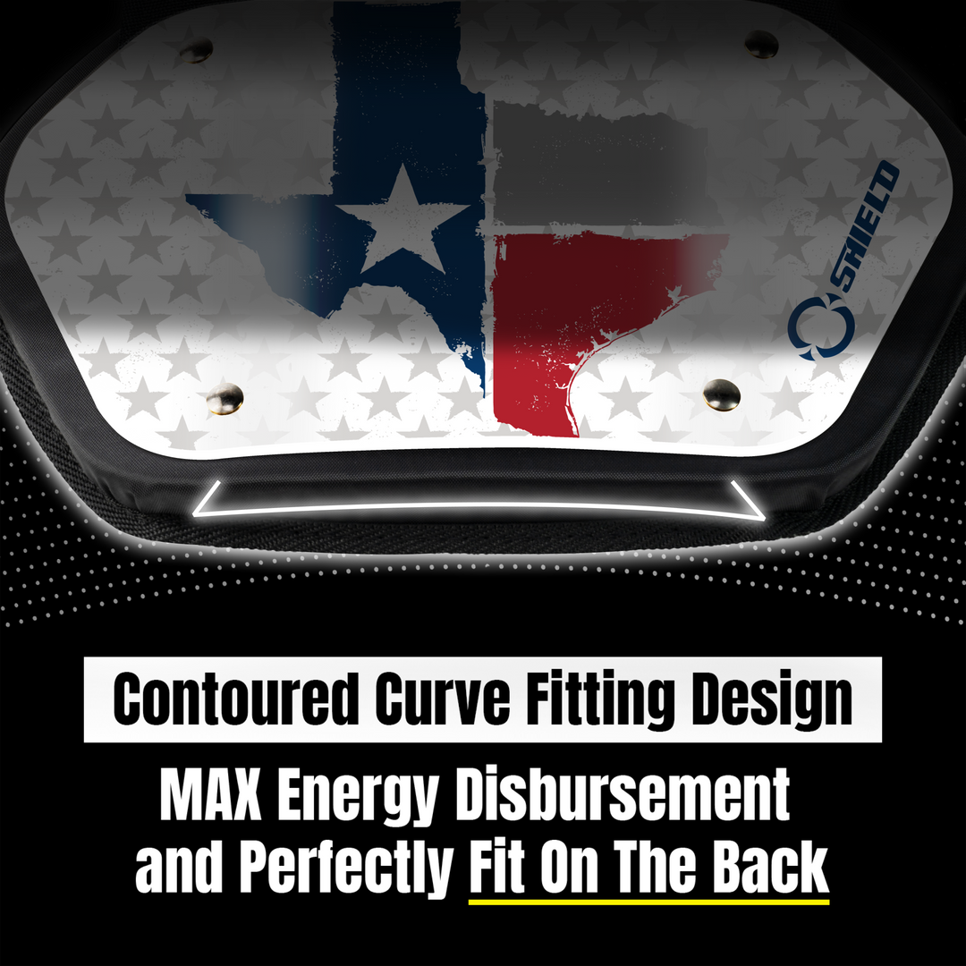 O Shield State of ‎Texas 2.0 Football Back Plate, Lower Back Pads for Football Players, Rear Protector, Universal Fit