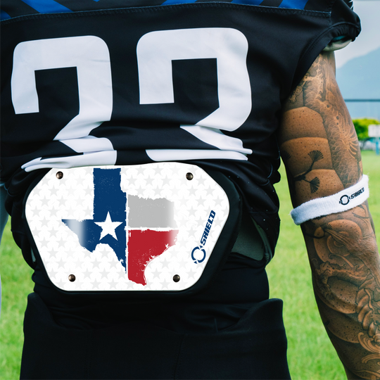 O Shield State of ‎Texas 2.0 Football Back Plate, Lower Back Pads for Football Players, Rear Protector, Universal Fit