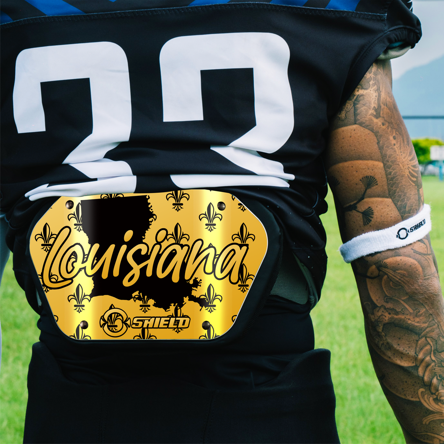 O Shield State of ‎Louisiana 2.0 Football Back Plate, Lower Back Pads for Football Players, Rear Protector, Universal Fit