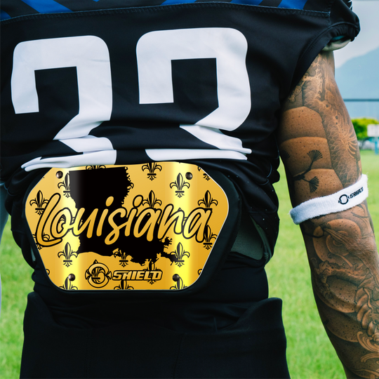 O Shield State of ‎Louisiana 2.0 Football Back Plate, Lower Back Pads for Football Players, Rear Protector, Universal Fit