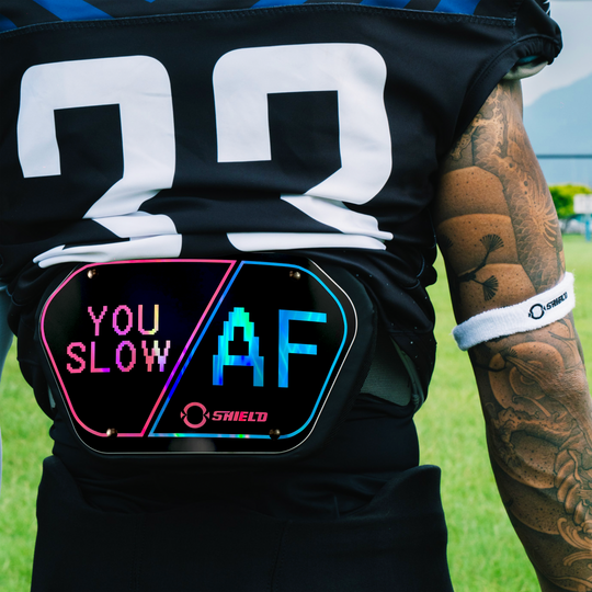O Shield Iridescent You Slow Football Back Plate, Backplate Football, Expression Series