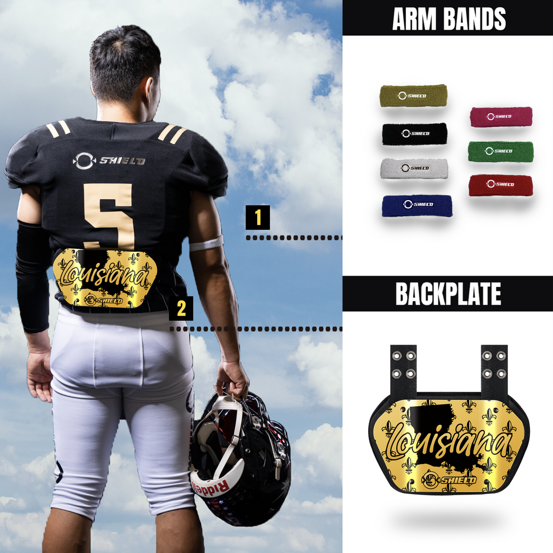 O Shield State of ‎Louisiana 2.0 Football Back Plate, Lower Back Pads for Football Players, Rear Protector, Universal Fit