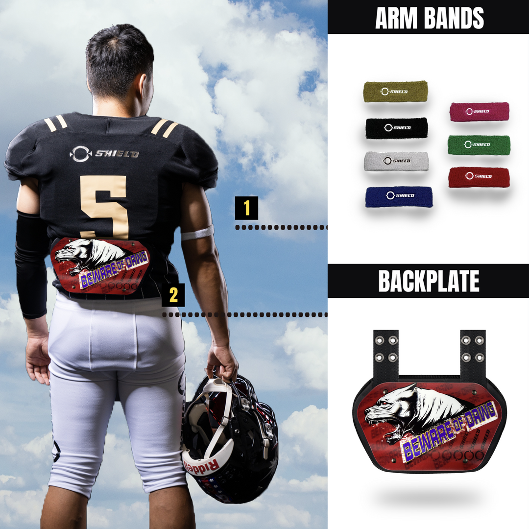 O Shield ‎3D Be Aware of Dog Football Back Plate, Backplate Football, Expression Series